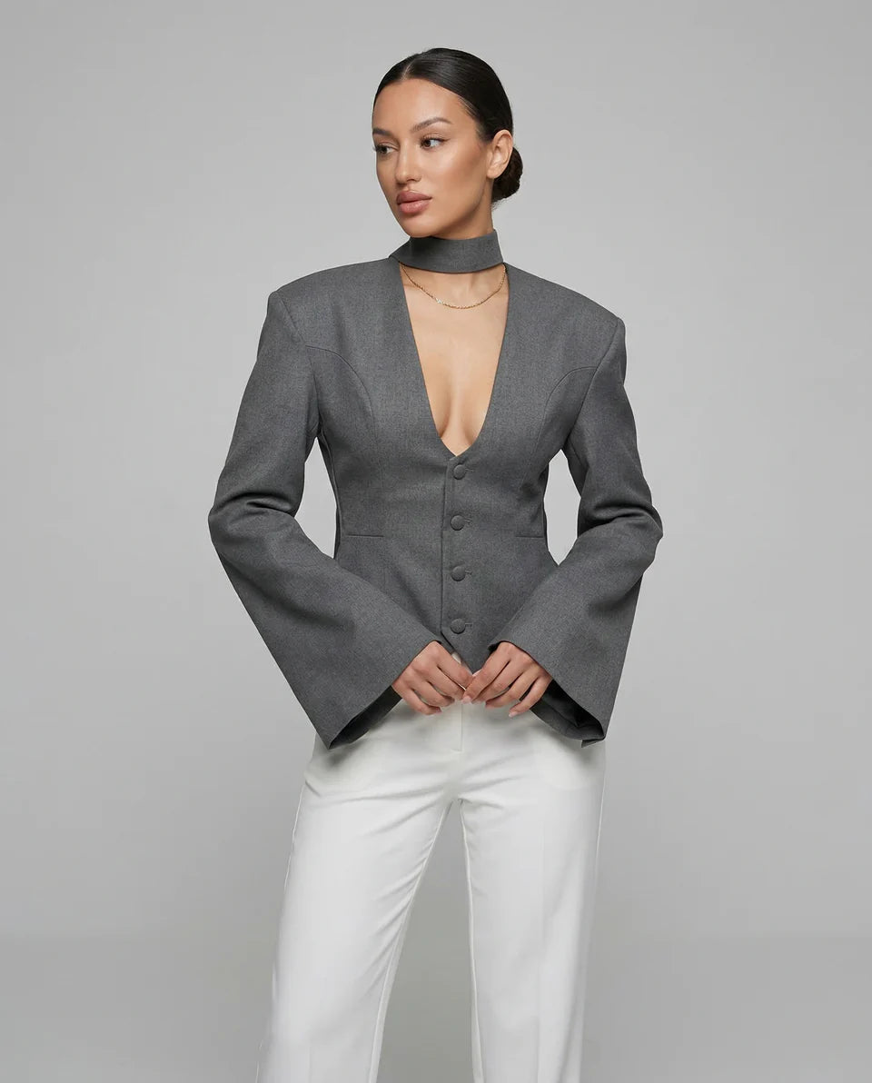 Blythe | Women’s V Neck Slim Fit Blazer Top