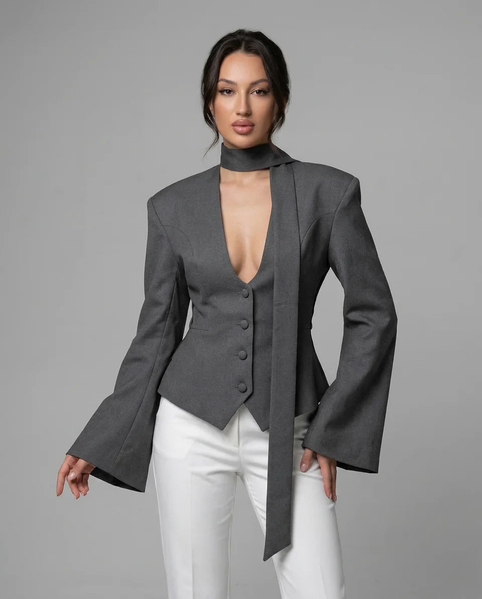 Blythe | Women’s V Neck Slim Fit Blazer Top