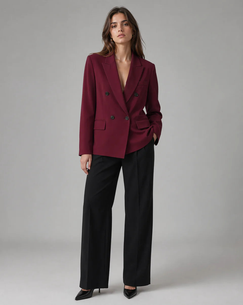 Sabrina | Women’s Tailored Double Breasted Burgundy Blazer