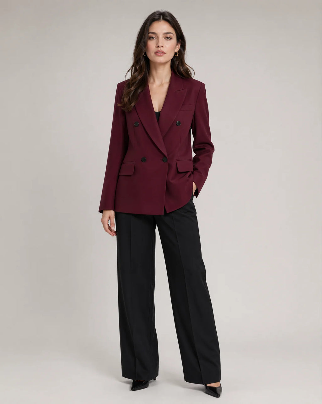 Sabrina | Women’s Tailored Double Breasted Burgundy Blazer