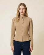 Cassidy | Women’s Puff Shoulder Button Front Blazer Jacket