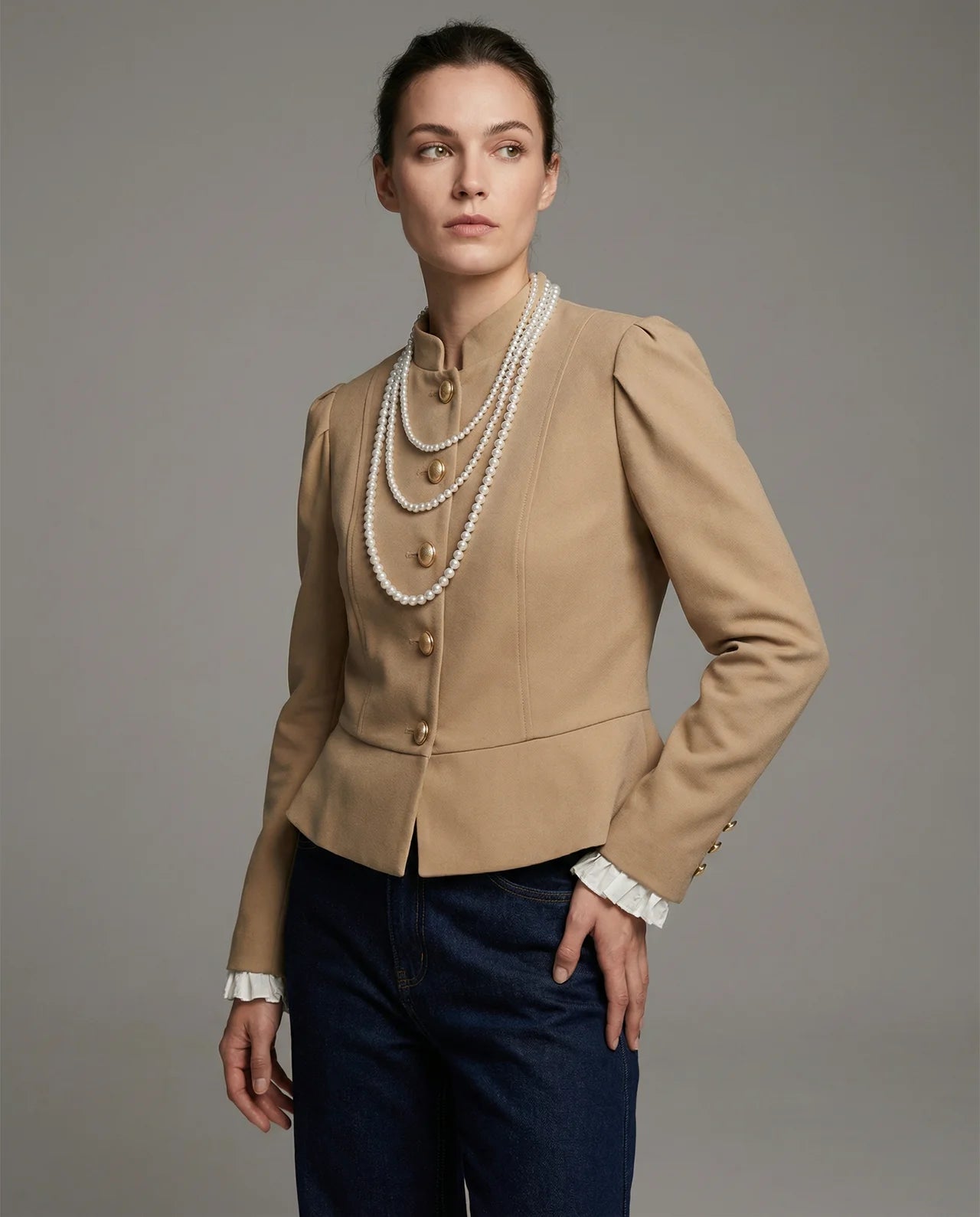 Cassidy | Women’s Puff Shoulder Button Front Blazer Jacket