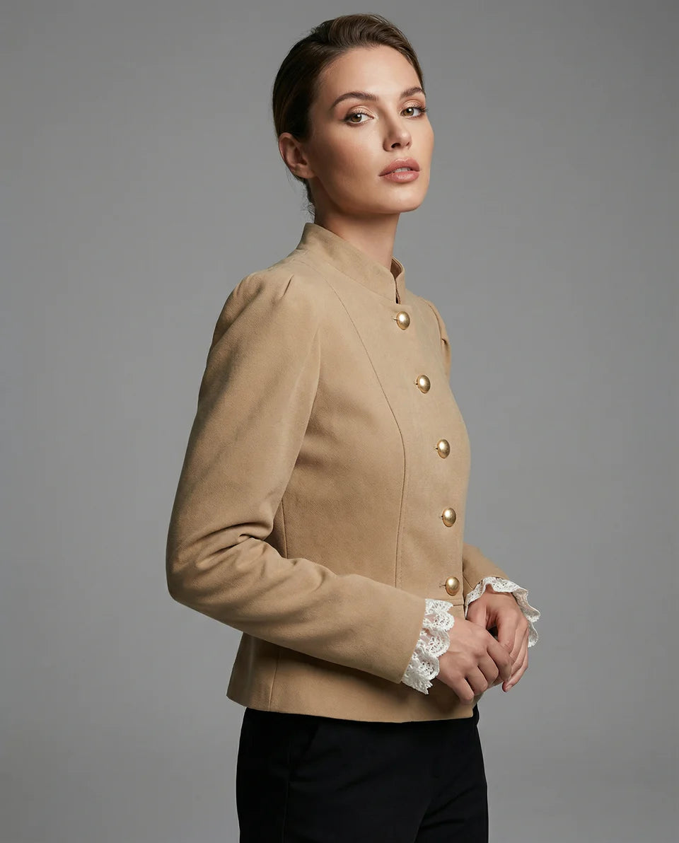 Cassidy | Women’s Puff Shoulder Button Front Blazer Jacket