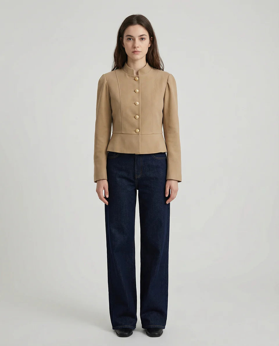 Cassidy | Women’s Puff Shoulder Button Front Blazer Jacket