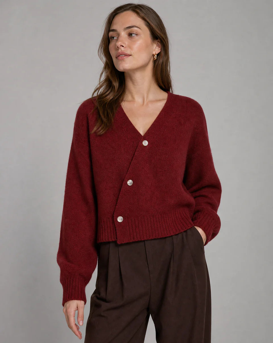 Vireya | Women’s Asymmetrical Button V Neck Knit Cardigan