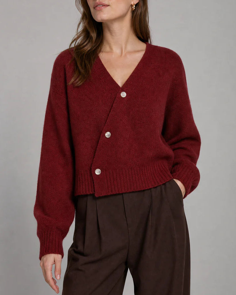 Vireya | Women’s Asymmetrical Button V Neck Knit Cardigan