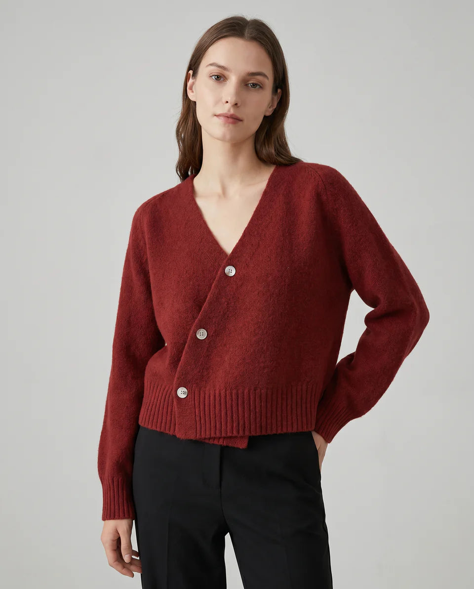 Vireya | Women’s Asymmetrical Button V Neck Knit Cardigan