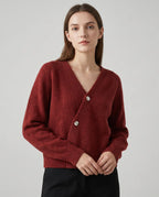 Vireya | Women’s Asymmetrical Button V Neck Knit Cardigan