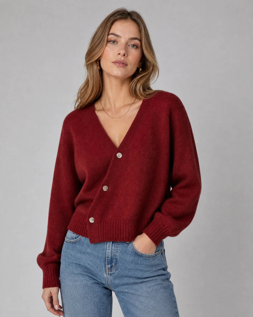 Vireya | Women’s Asymmetrical Button V Neck Knit Cardigan