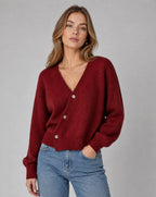 Vireya | Women’s Asymmetrical Button V Neck Knit Cardigan