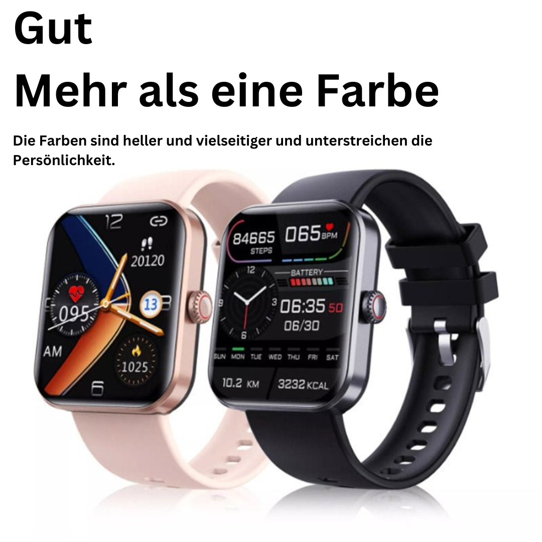 Unisex smart health watch featuring sleek black silicone wristband