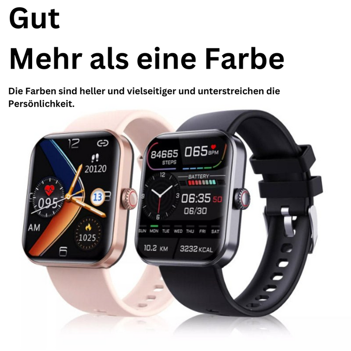 Unisex smart health watch featuring sleek black silicone wristband