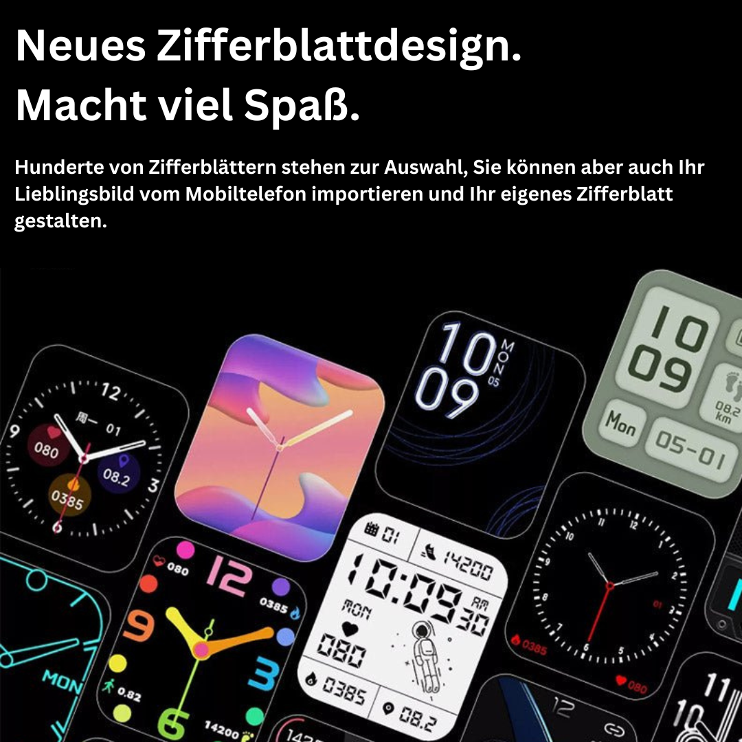 Smart fitness watch displaying daily activity and health tracking stats