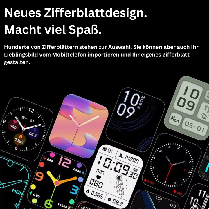 Smart fitness watch displaying daily activity and health tracking stats