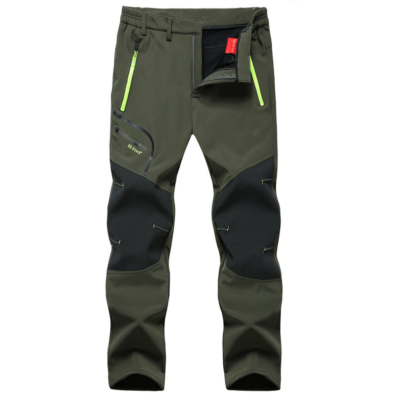 Thermal fleece lined winter trousers for men, waterproof outdoor gear