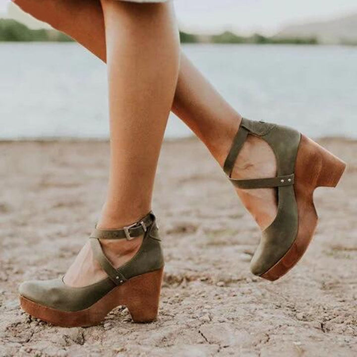 Comfortable women shoes in wedge heel design ideal for evening events