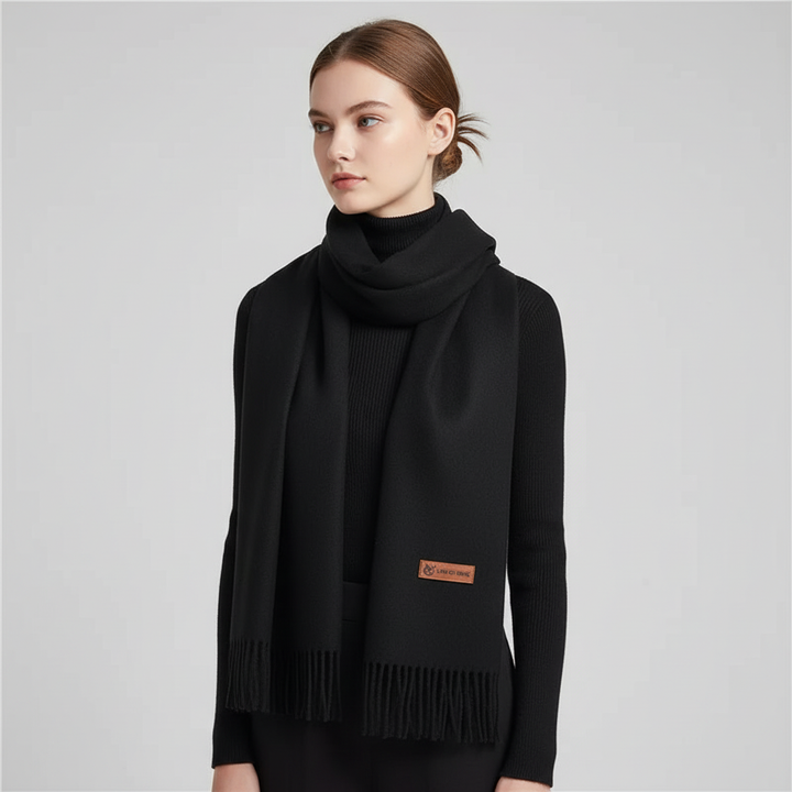 Versatile womens winter scarf styled as a cape