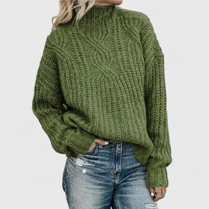 Cressida | Women’s Cable Knit Mock Neck Sweater