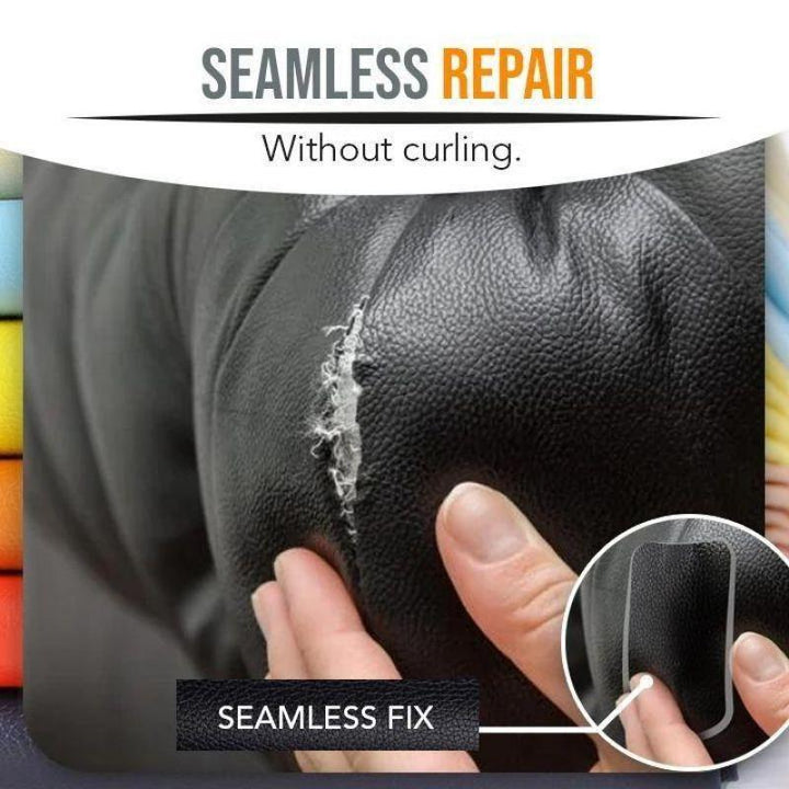 Close-up of textured self-adhesive leather repair patch material