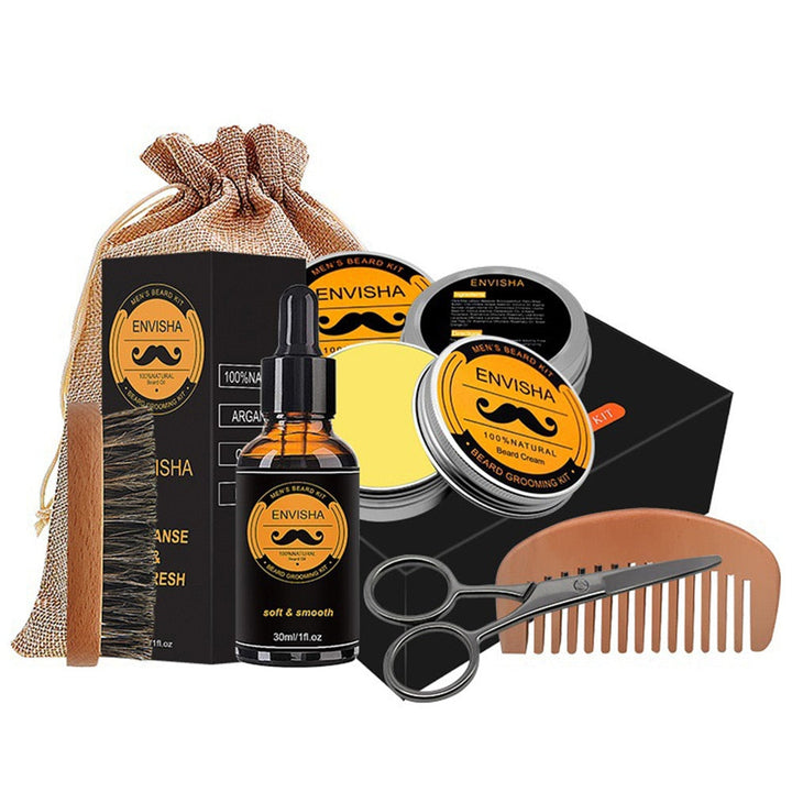 Mens grooming beard growth kit with nourishing oil and dermaroller for facial care