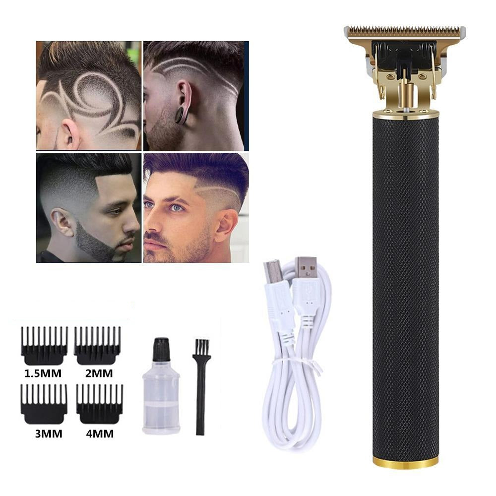 Cordless pro hair trimmer with styling attachments and USB cable