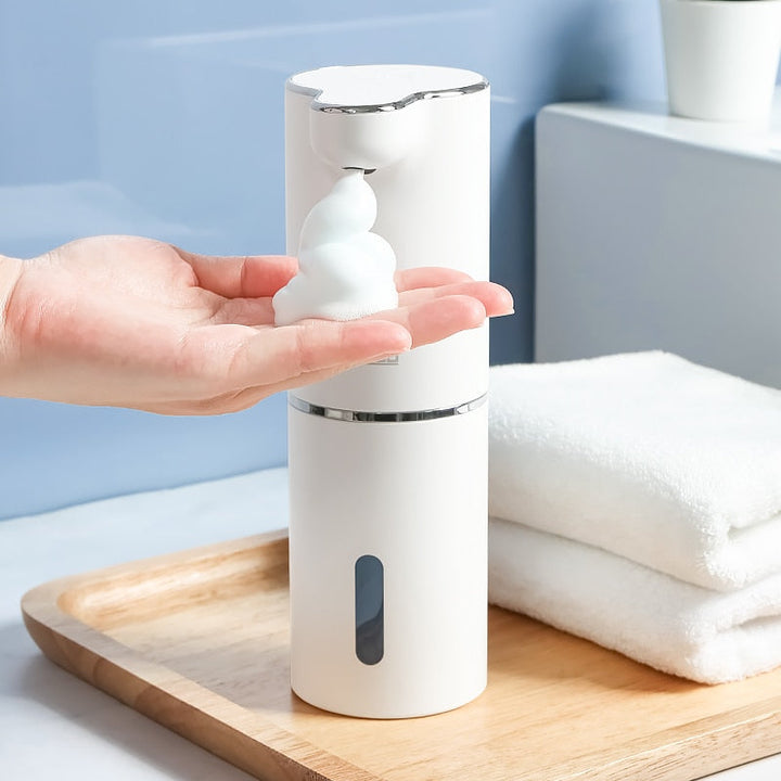 Automatic touchless foaming soap dispenser for bathroom and kitchen sink hygiene