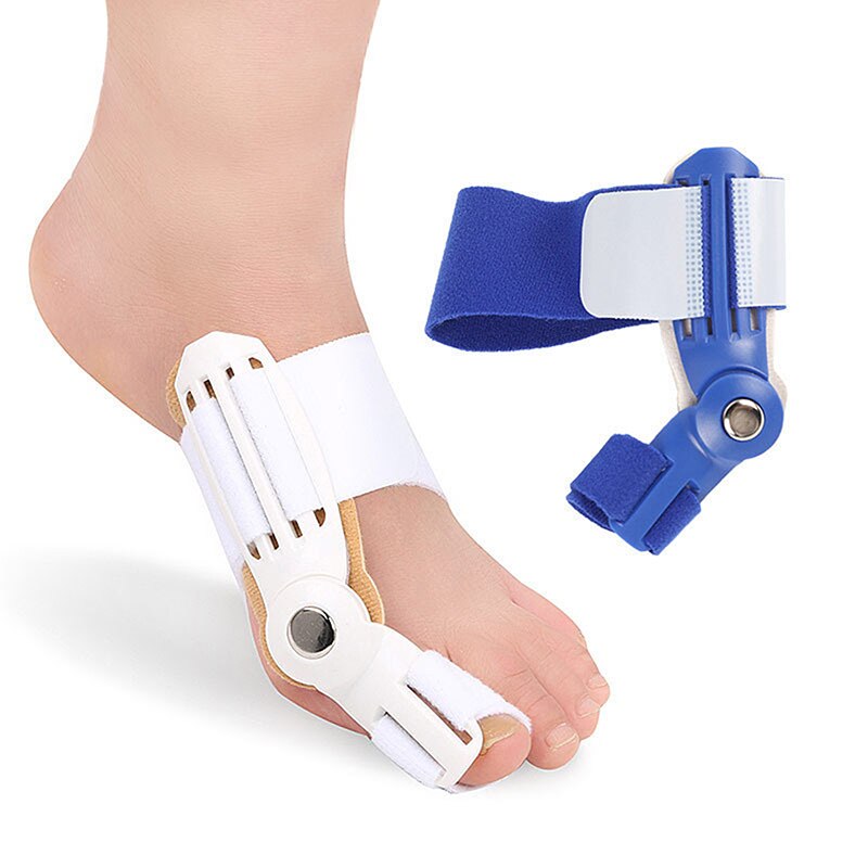 Unisex bunion toe straightening splint in white and blue variants