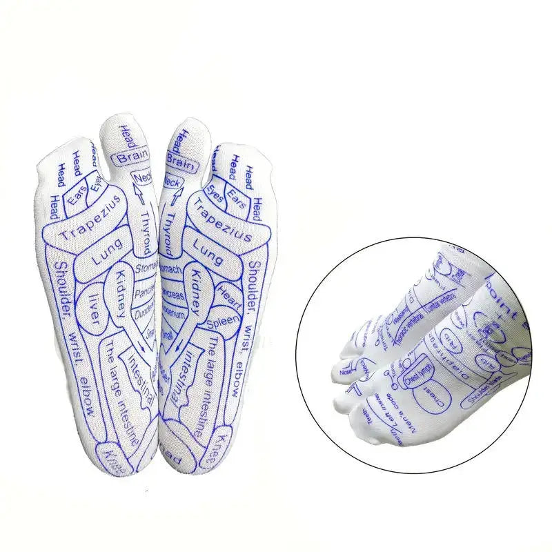 Side view of unisex reflexology socks designed to improve blood circulation