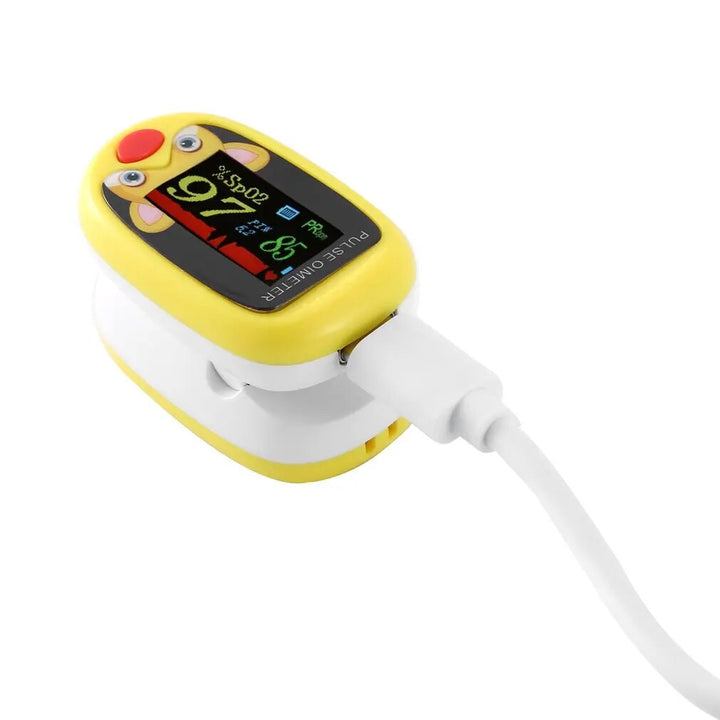 Medical health device for kids showing clear pulse rate monitor readings