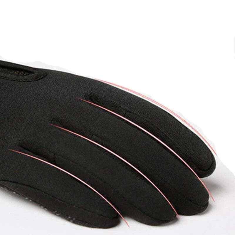 Waterproof cold weather gear gloves featuring an adjustable wrist strap for a secure fit.