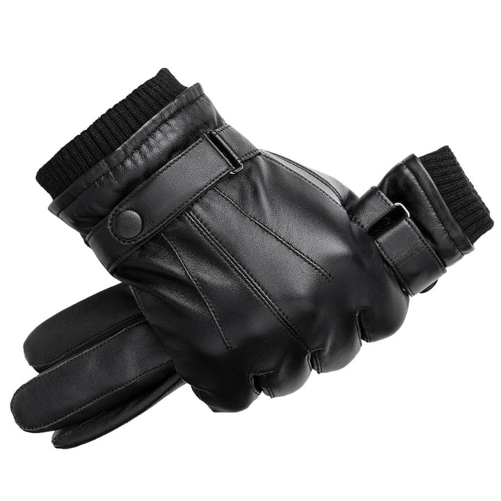 Mens slim fit winter gloves featuring a convenient zipper closure for cold weather.