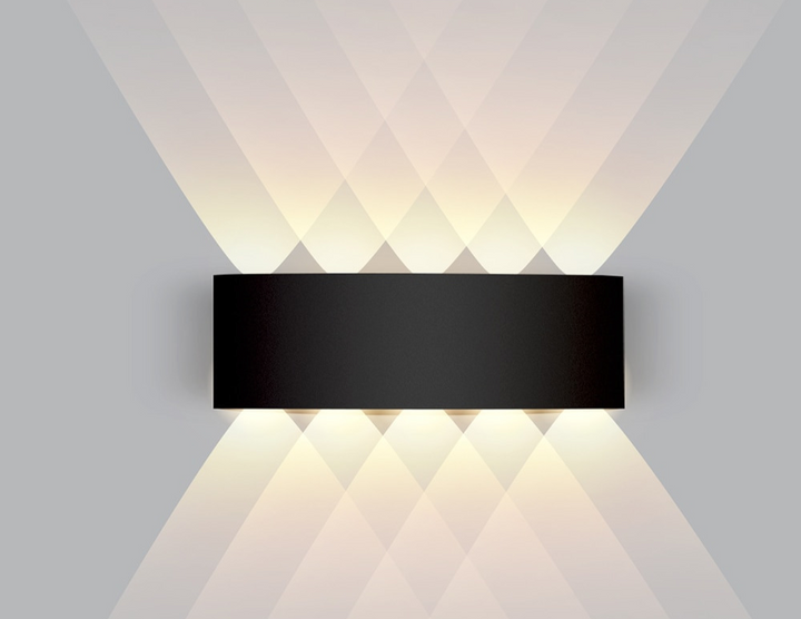 Architectural wall lighting fixture adding modern elegance to a dining area.