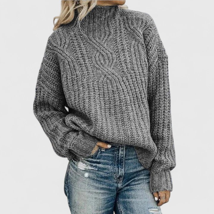 Cressida | Women’s Cable Knit Mock Neck Sweater
