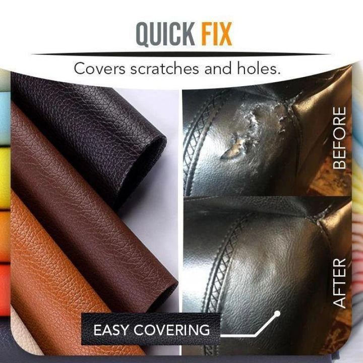 Self-adhesive leather repair patch for quick couch and furniture fixes