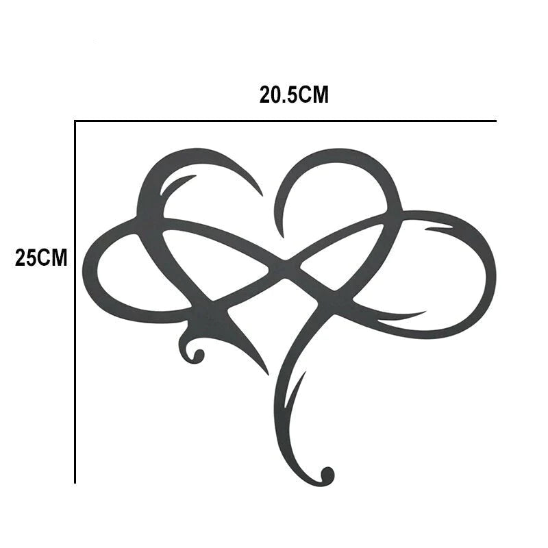 Close-up shot of the elegant heart and infinity symbol wall decor showing finish and detail