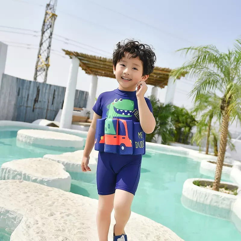 AquaGuard kids float suit front view in bright colors