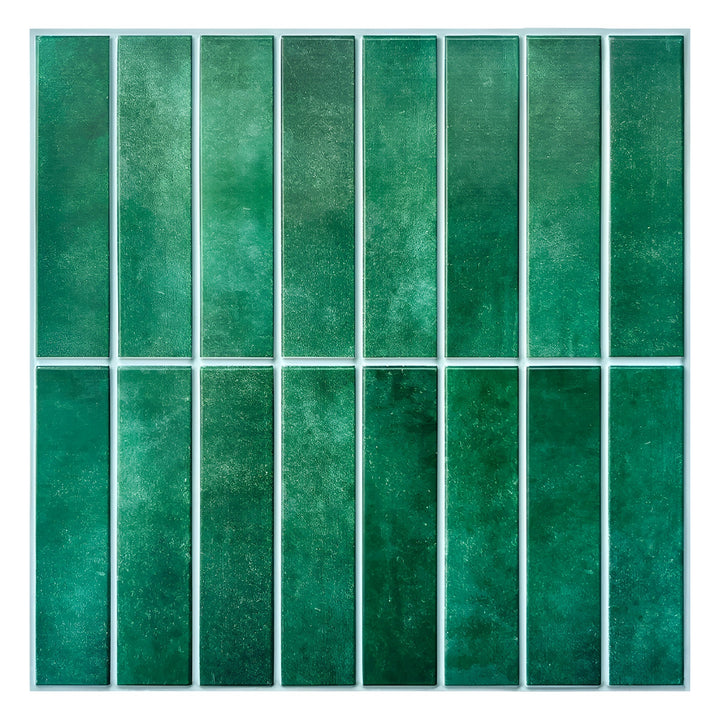 Dark green self-adhesive wall panels with realistic tile texture