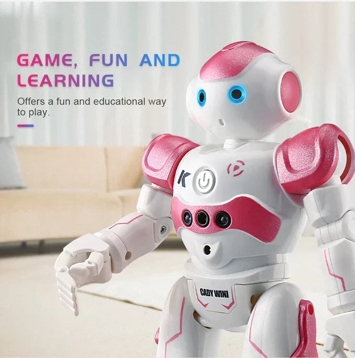 Remote control smart robot toy shown from a dynamic side angle view