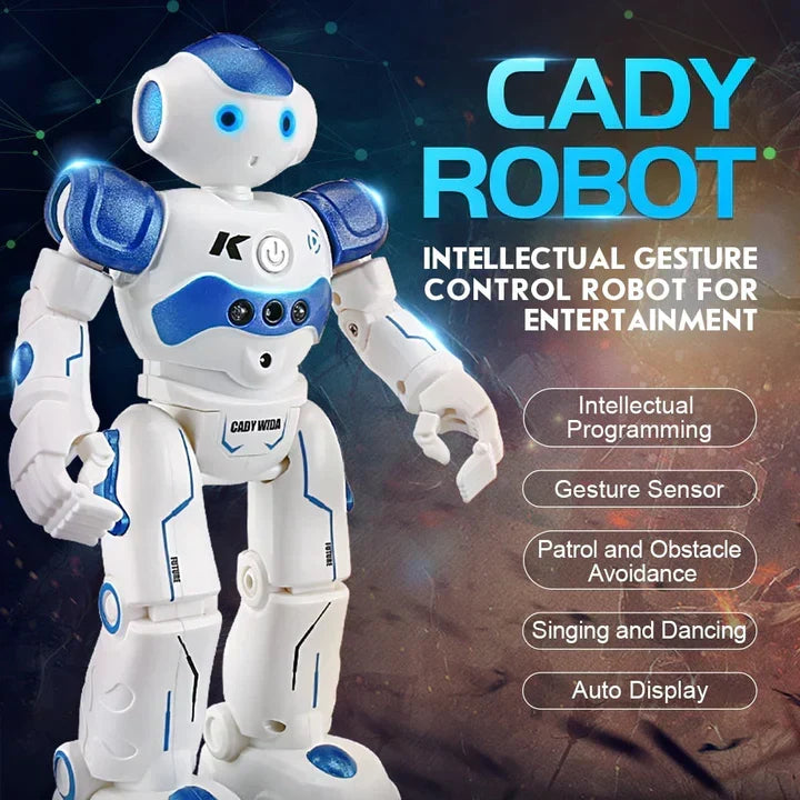 Cady robot blue interactive gesture control robot with feature text