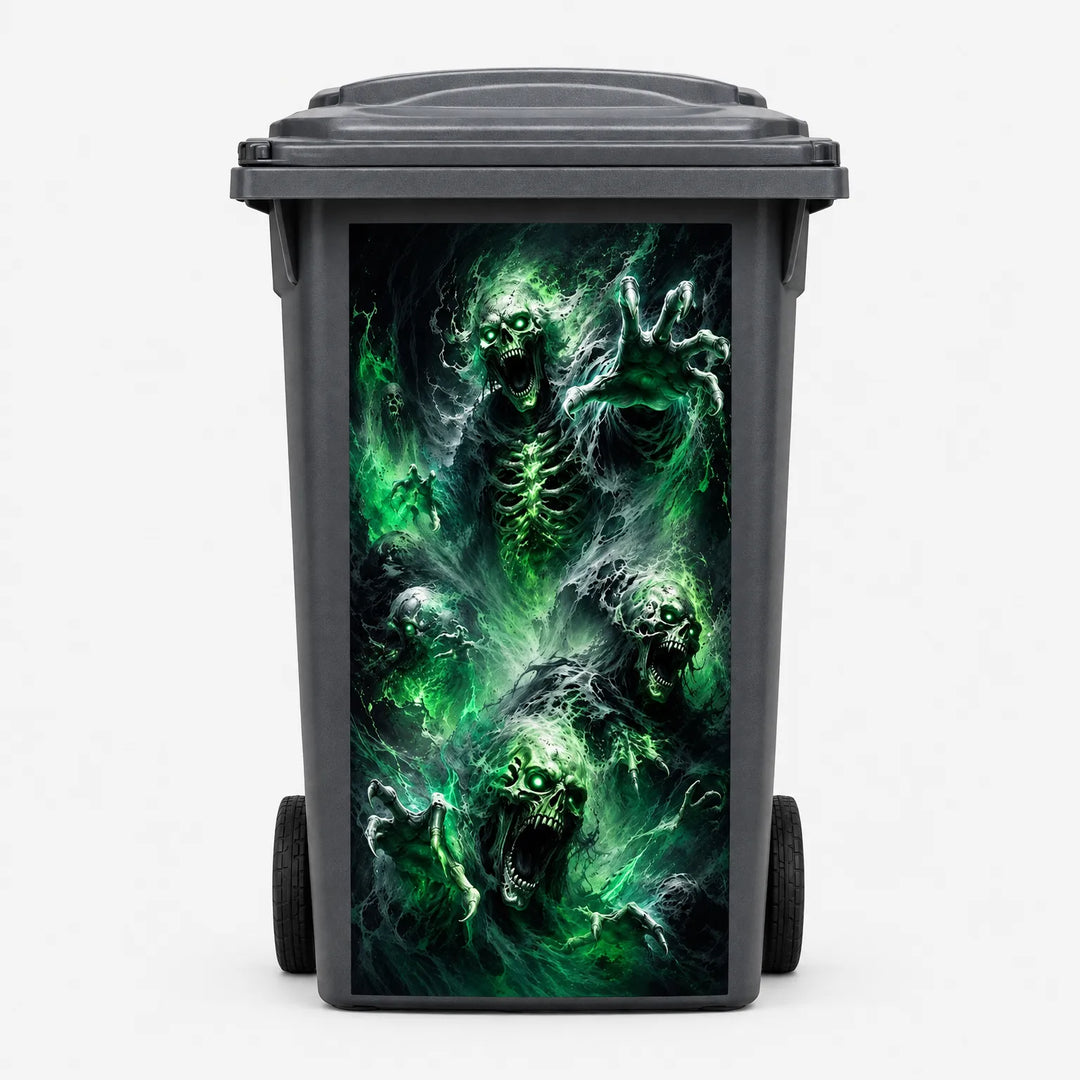 Spooky halloween decor wheelie bin decal for outdoor yard art display
