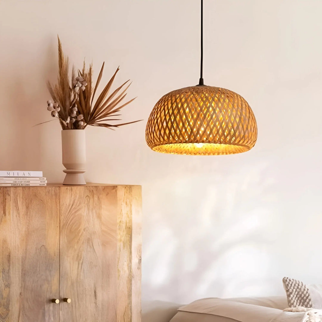 Eco friendly bohemian ceiling lamp styled in a modern interior