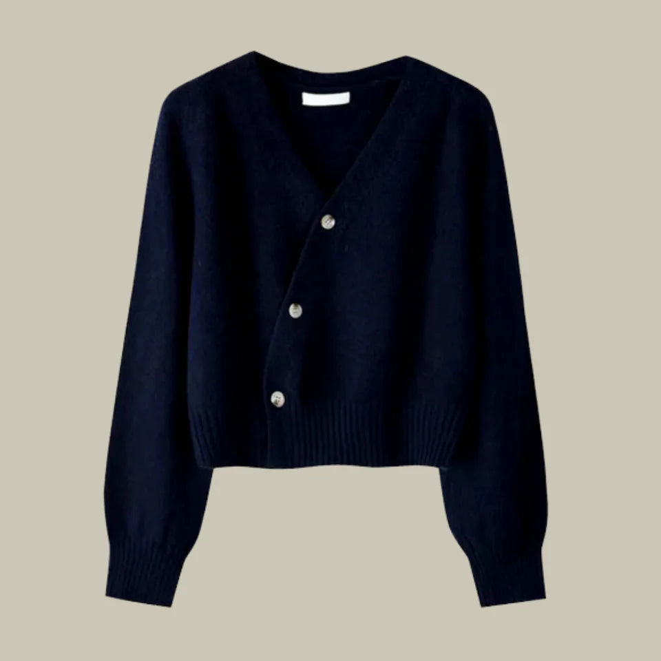 Vireya | Women’s Asymmetrical Button V Neck Knit Cardigan