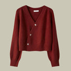 Vireya | Women’s Asymmetrical Button V Neck Knit Cardigan