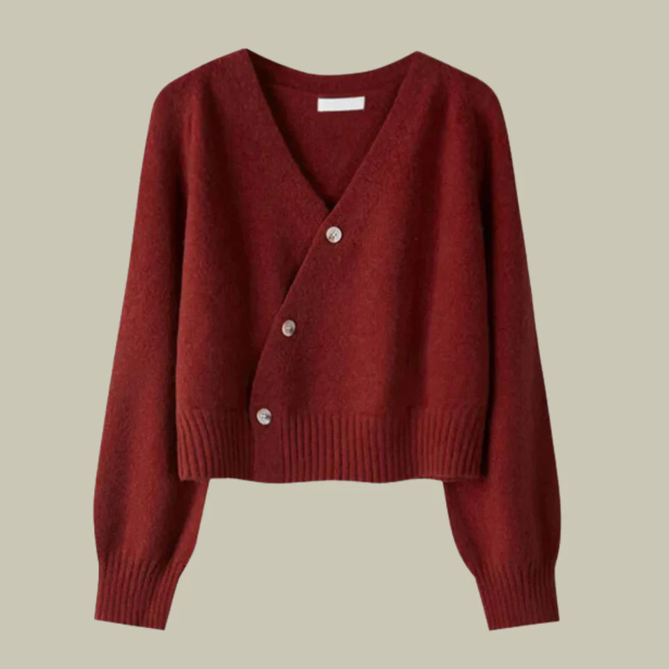 Vireya | Women’s Asymmetrical Button V Neck Knit Cardigan