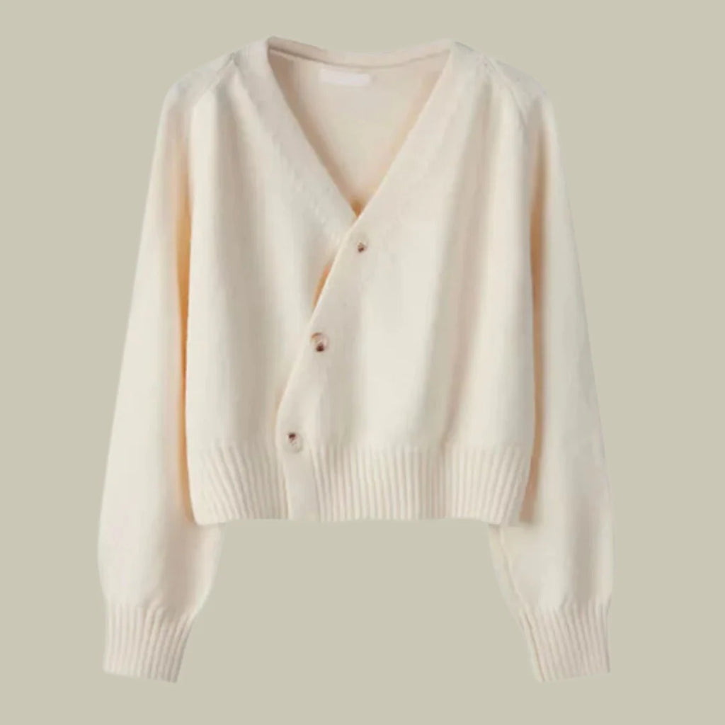 Vireya | Women’s Asymmetrical Button V Neck Knit Cardigan