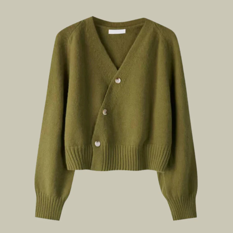 Vireya | Women’s Asymmetrical Button V Neck Knit Cardigan