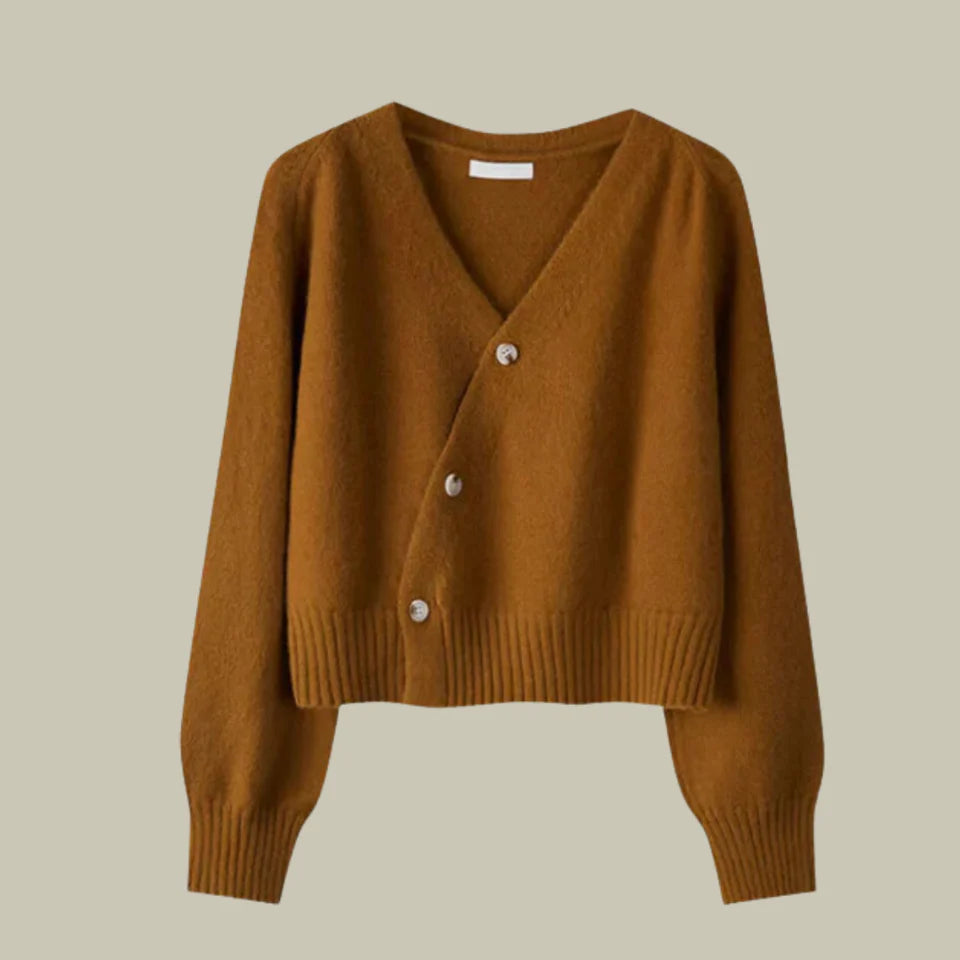 Vireya | Women’s Asymmetrical Button V Neck Knit Cardigan