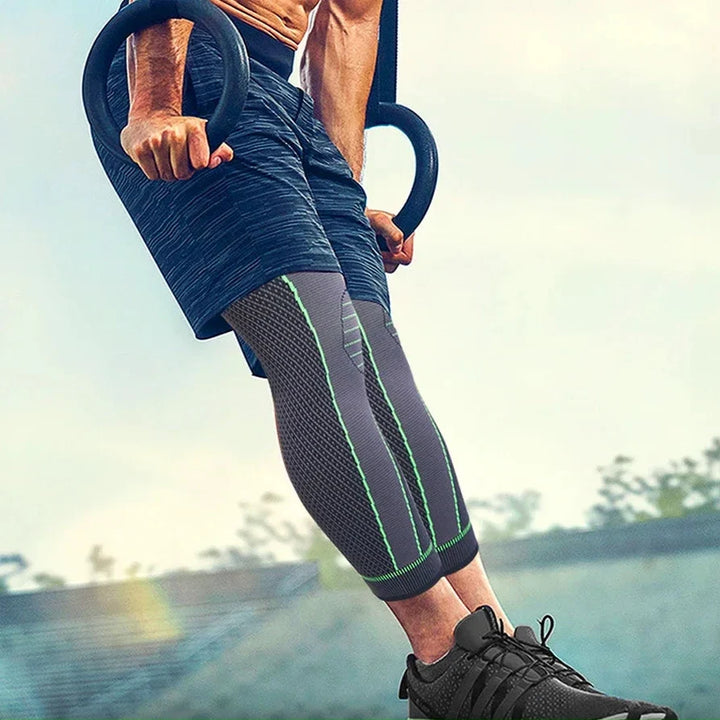 Back view of the leg brace showing targeted support zones for joint relief
