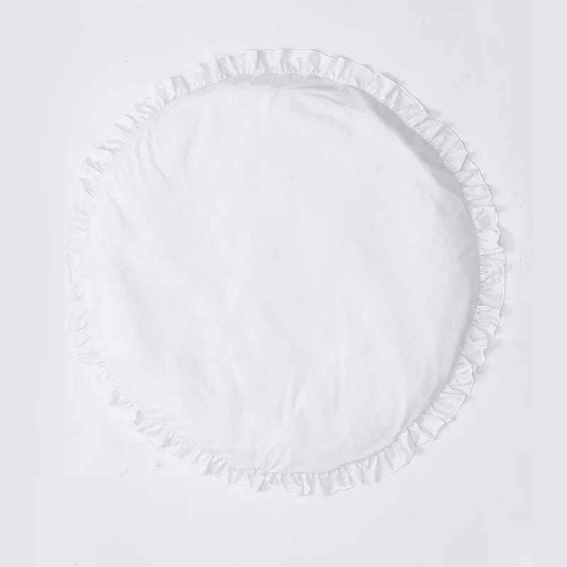 Product description graphic showing dimensions of the round play mat