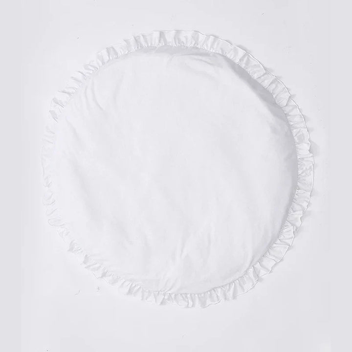 Product description graphic showing dimensions of the round play mat